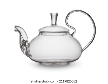 Side view of empty glass teapot isolated on white - Powered by Shutterstock