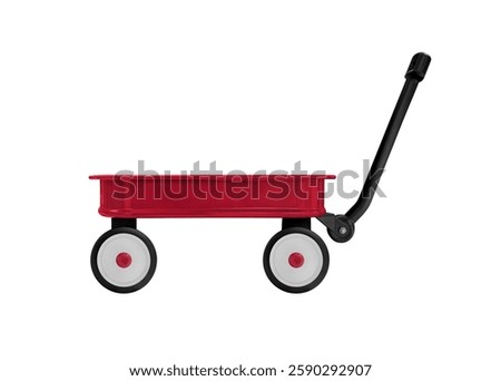 Side view Empty Red garden wagon isolated on white background