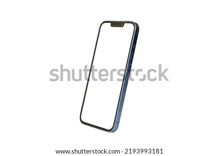 Side view of empty screen smartphone isolated on white background with clipping path