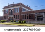 Side view and entrance to the Town or City Hall in the small town of Greenville in Mississippi