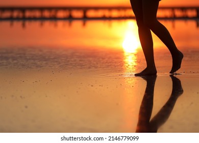 side view Footage of Beautiful Young Woman in the Swimsuit Walking on the Beach towards the Sea. Girl is Very Slim. - Shutterstock ID 2146779099