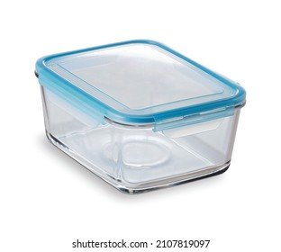 Side View Of Glass Food Storage Container Rectangular Shaped, Isolated