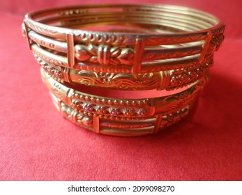 Side view of Gold bangles