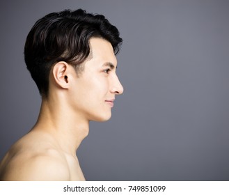 side view of Handsome young men face 