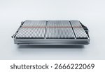 Side View of High Performance Battery Pack with Rectangular Modules for Electric Vehicle or Hybrid Car Isolated on Light Background. EV Battery for Automotive Industry. High Capacity Blade Battery.