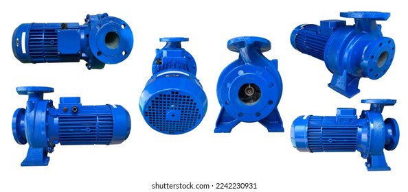 Side view of industrial water pump on white isolated background. - Shutterstock ID 2242230931