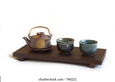 Side View Of Japanese Tea Set