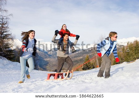 Similar – Image, Stock Photo Girl with snowy hair Joy