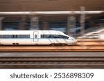 Side view of Luoyanglongmen station, high-speed train of China railways, from Luoyang city in Beijing, China