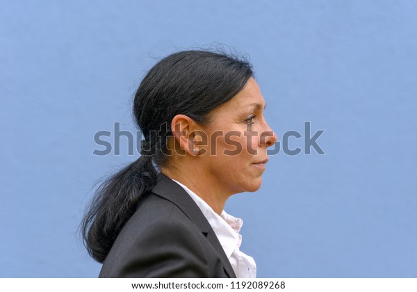 Side View Mature Woman Black Hair Stock Photo Edit Now 1192089268