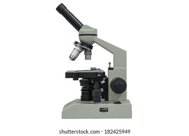 side view of a microscope isolated on white with clipping path
