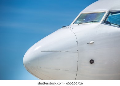 Side view of modern commercial airliner, high resolution