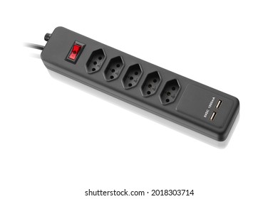 Side View Of Modern Type C Power Strip Isolated On White Background