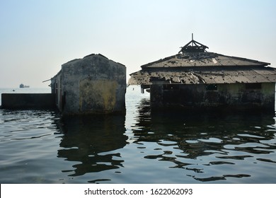 Side View Of A Mosque Where Sinking By Sea Level Rising In Jakarta, Indonesia, January 19, 2020.