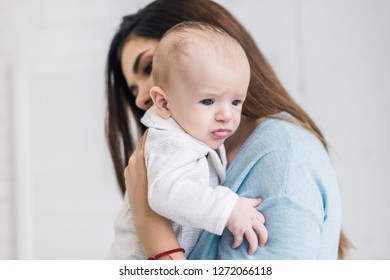 Side View Mother Holding Baby Hands Stock Photo 1272066118 | Shutterstock