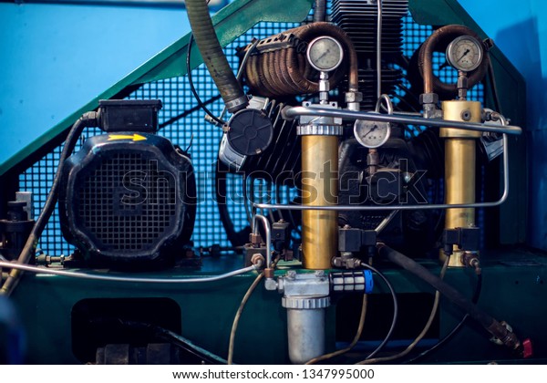 Side view of a motor boat engine\
Detailed closeup shoot. Recreation and technical\
concept