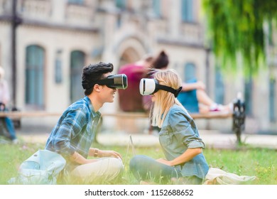 Side View Multicultural Students Virtual Reality Stock Photo 1152688652 ...