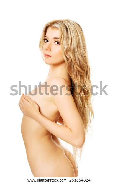 Naked woman touching woman