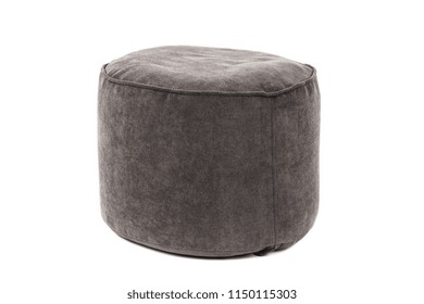 Side view of new soft enjoyable and adjustable colorful beanbag chair. Concept of comfortable indoor or outdoor contemporary furniture. Studio shot isolated on a white background with a clipping path