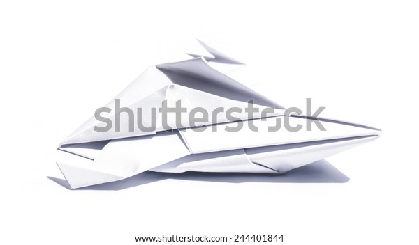 Side View Nice Origami Spaceship Isolated Stock Photo (Edit Now Side View Nice Origami Spaceship Isolated Stock Photo (Edit Now