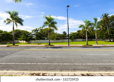 Side View On Asphalt Street