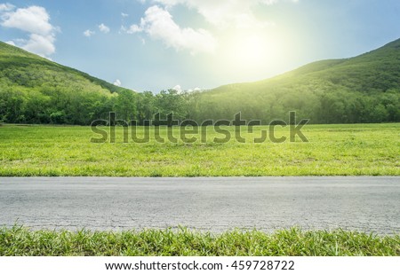Side View on Country Road whit mountain.