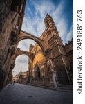 Side view of Palermo Cathedral Duomo di Palermo in Palermo, Sicily, Italy. June 2023