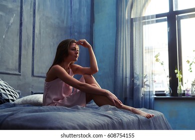 Candid girl in bedroom