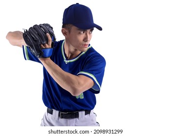 side view of Pitcher Baseball Player  isolated on white background - Powered by Shutterstock