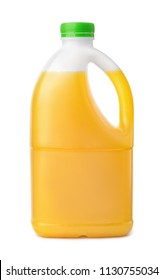 Side View Of Plastic Orange Juice Bottle Isolated On White