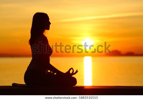 Side View Portrait Silhouette Woman Doing Stock Photo 1883510155 ...