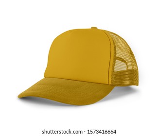 Side View Realistic Cap Mock Up In Freesia Yellow Color is a high resolution hat mockup to help you present your designs or brand logo beautifully.