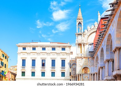 Side view of  Saint Mark Basilica in Venice . Patriarchal Cathedral Basilica of Saint Mark - Shutterstock ID 1966934281