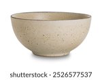 Side view of single empty brown ceramic bowl isolated on white background with clipping path.