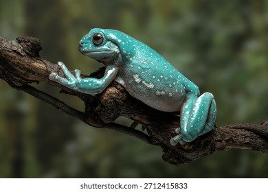 Side view of a Snowflake White’s Tree Frog (Litoria caerulea).