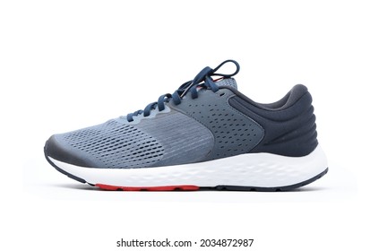 Side View Of Sport Running Shoes Isolated On White Background. Clipping Path.