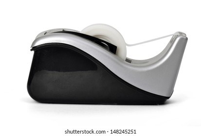 Side View Of Sticky Tape Dispenser On White Background