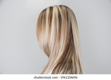 Side View Of Strait Hair With Highlights. Soft Focus