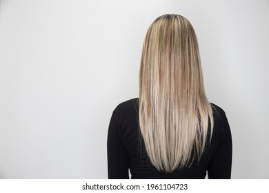 Side View Of Strait Hair With Highlights. Soft Focus