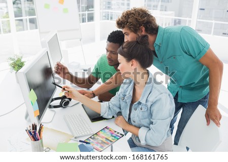 Similar – Image, Stock Photo Side view of three athletes in running of trail at Matterhorn
