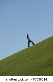 Side view of a walking man