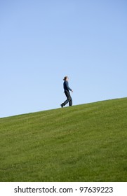 Side view of a walking man