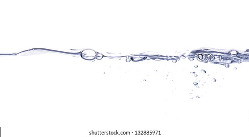 A Side View Of A Waterline / Wave With Air Bubbles