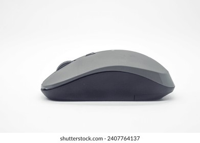 side view of a wireless mouse isolated on a white background
