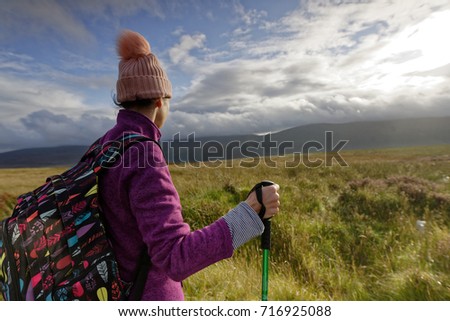 Similar – Foto Bild Junge Frau genießt nordische Landschaft