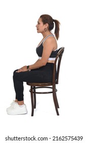 Side View Women Sitting On Chair Stock Photo 2162575439 | Shutterstock