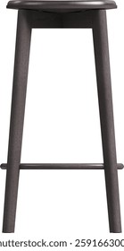 Side view of wooden and leather modern stool