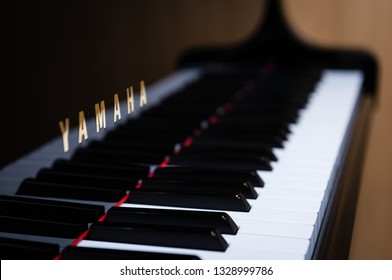 A side view of Yamaha piano keys