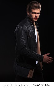 Side View Young Man Leather Jacket Stock Photo 164188136 | Shutterstock