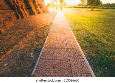 Side Walk Nearly Old Wall At History Park Light Abstract 